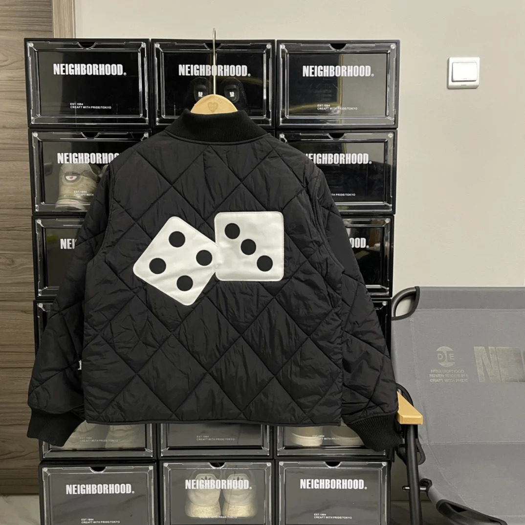 Men's Jackets 22FW Patched Dice Quilted Liner Jacket Dice Zipper Cotton Jackets varsity jacket 231102