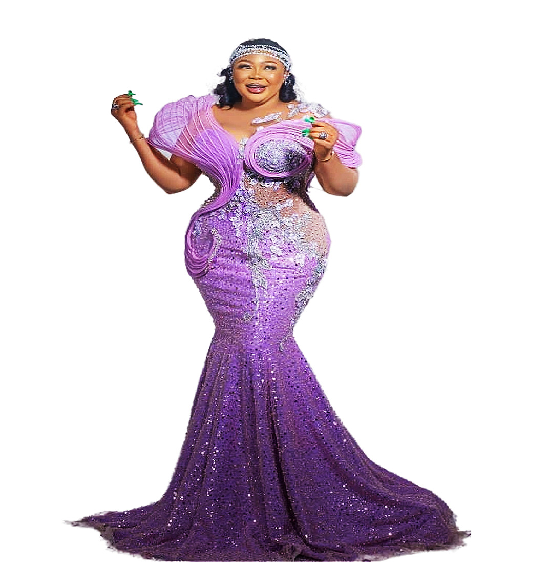 2023 Nov Aso Ebi Arabic Lilac Mermaid Prom Dress Sequined Lace Beaded Evening Formal Party Second Reception Birthday Engagement Gowns Dresses Robe De 