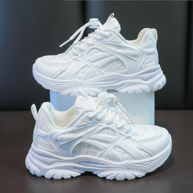 Children Casual Shoes Kids Sneakers for Boys and Girls Solid White Shoes Mesh Breathable Running Sports Tenis Chunky Sneakers