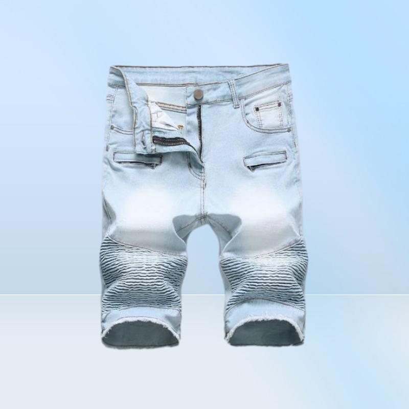 Summer Denim Shorts Men Stretch Slim Fit Short Jeans Mens Designer Cotton Casual Distressed Shorts Knee Length Denim Short 2901675