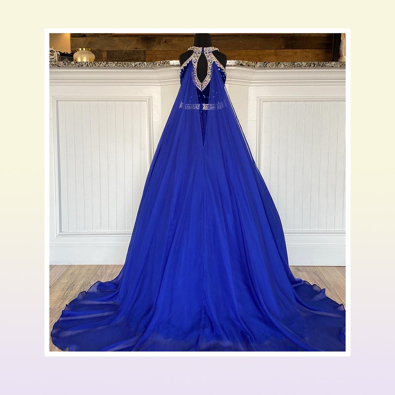 Crystals Girl Pageant Dress with Cape Ballgown AB Stone White Chiffon Little Kid Birthday Formal Party Gown Toddler Teen Pret