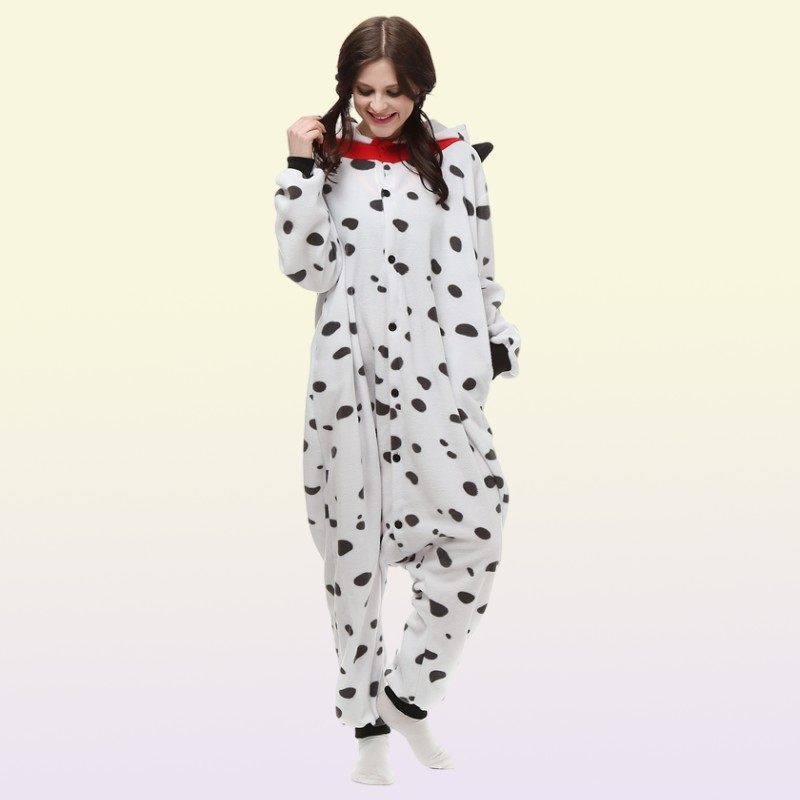 Dalmatian Dog Women039s and Men039s Animal Kigurumi Polar Fleece Costume for Halloween Carnival New Year Party welcome Drop 4166453