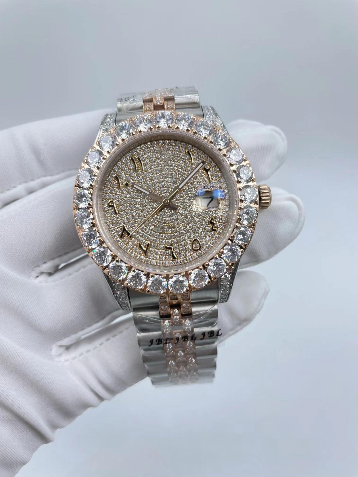 iced watch 2tone rose gold with silver case automatic 43mm size diamond band diamond face fashion shiny diamonds watches men Wristwatch
iced watch 2tone rose gold with silver case automatic 43mm size diamond band diamond face fashion shiny diamonds watches men Wristwatch