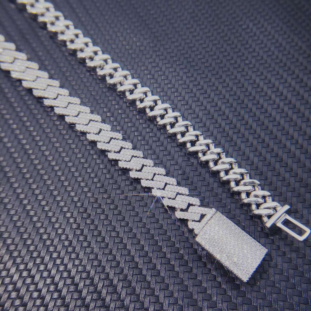 Hip Hop Fashion Jewelry Necklace Iced Out Miami Cuban Links Pass Diamond Tester Sterling Silver 10mm Moissanite Cuban Chain Necklace