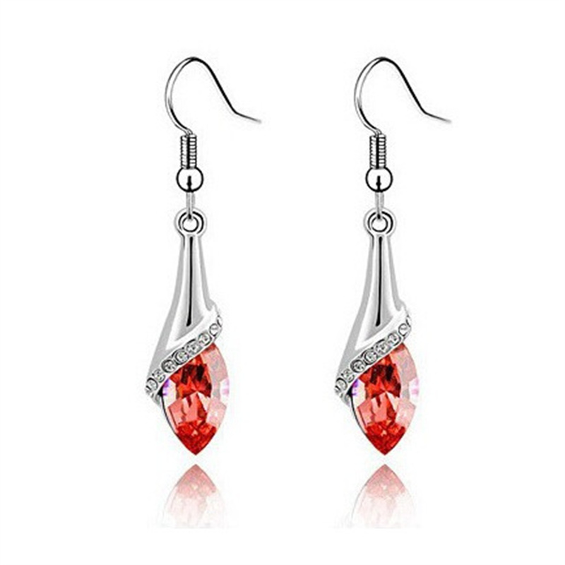 Drop Earrings Womens Water Drops Natural Crystal Platinum Earrings Female Classic Sparkling Holiday Gift Jewelry