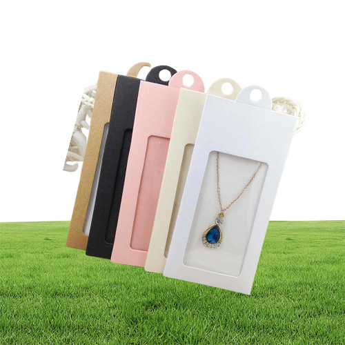 50PCS multi color paper jewelry package display hanger packing box with clear pvc window for necklace earring