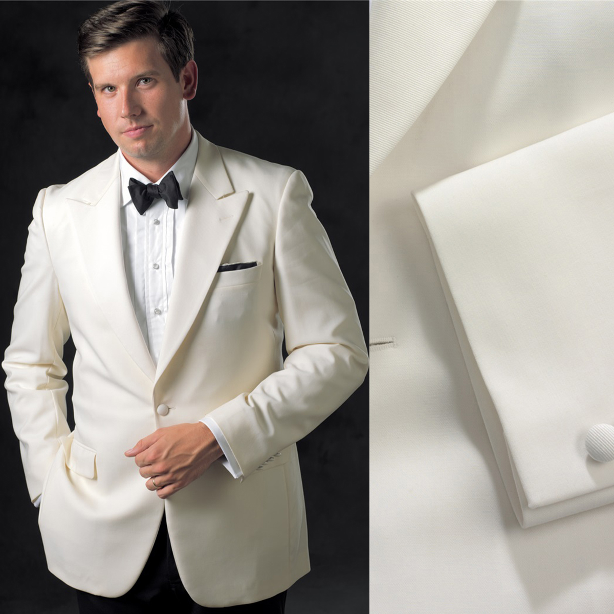 Two Pieces Wedding Tuxedos Men Suits Handsome Soft Peaked Lapel Suit One Button Three Packets Customized Pockets Multi-scenario Coat Vest Spring