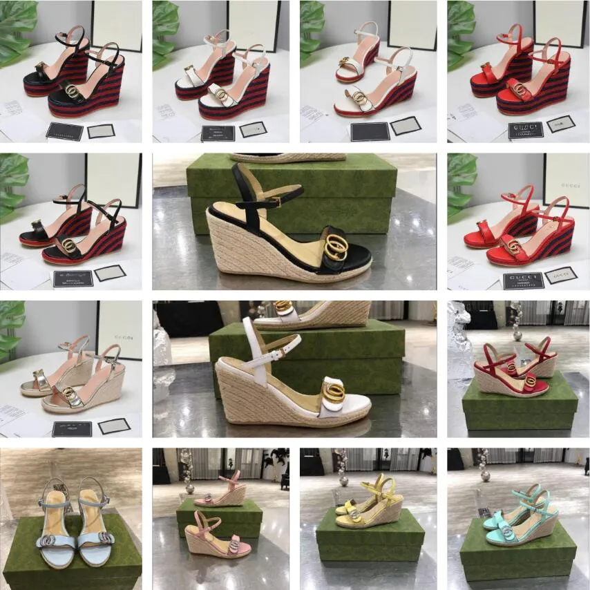 Summer New Broadband Sandals in Sheepskin Fabric with Sculpture Heel Baguette Pattern, Sizes 35-42 with Box