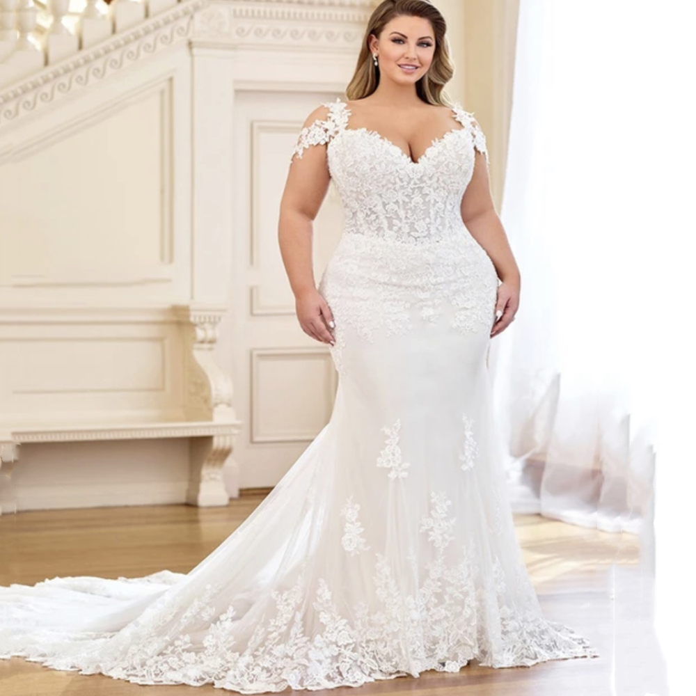 Bohemian Long Mermaid Wedding Dresses Lace Appliques Plus Size Ivory Corset Bridal Gowns Boho Beach Tulle Summer Vestido De Novia