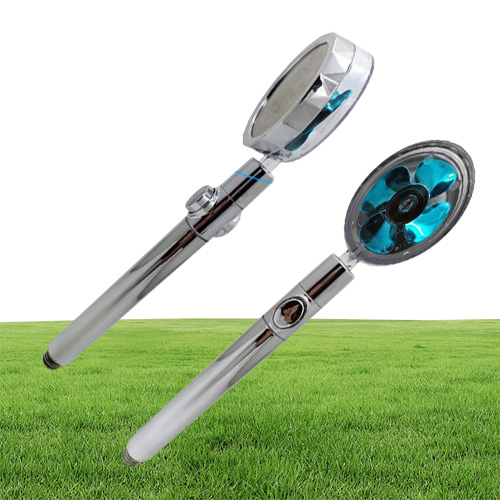 Shower Head Water Saving Flow 360 Degree Rotation With Small Fan Abs Rain High Pressure Nozzle Bathroom Accessories