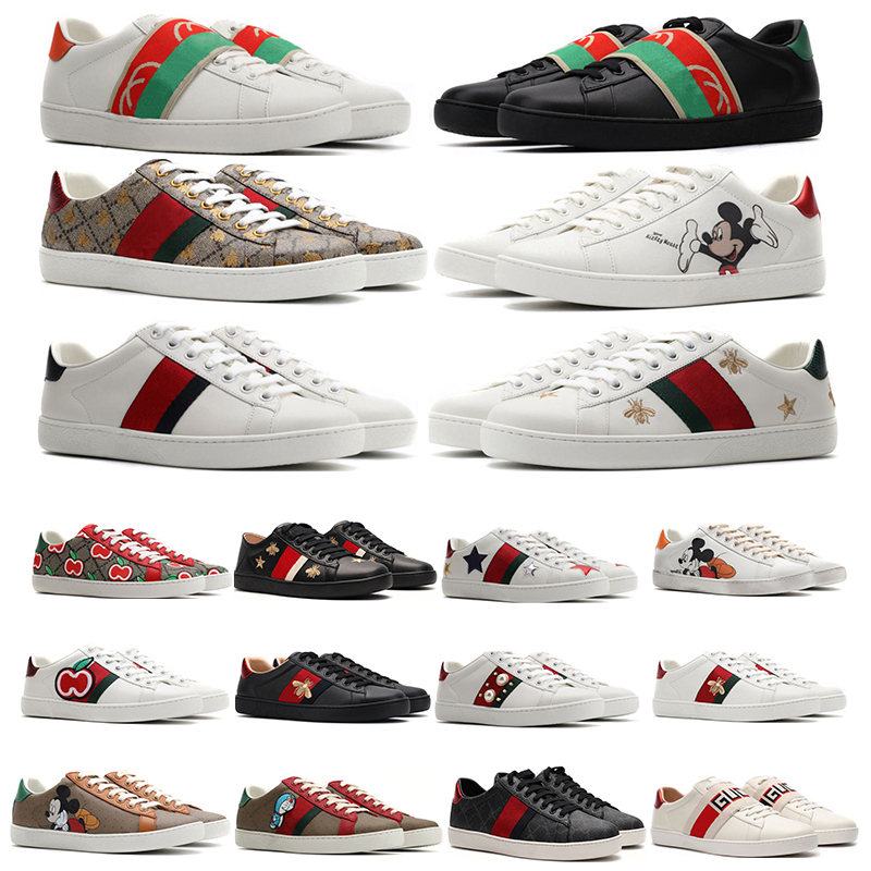 Mens Womens Walking Shoes Bee Ace Sneakers With Box Low Shoe Sports Trainers Designer Tiger Embroidered White Red Black Stripes Casual flexible Man zapato, Split