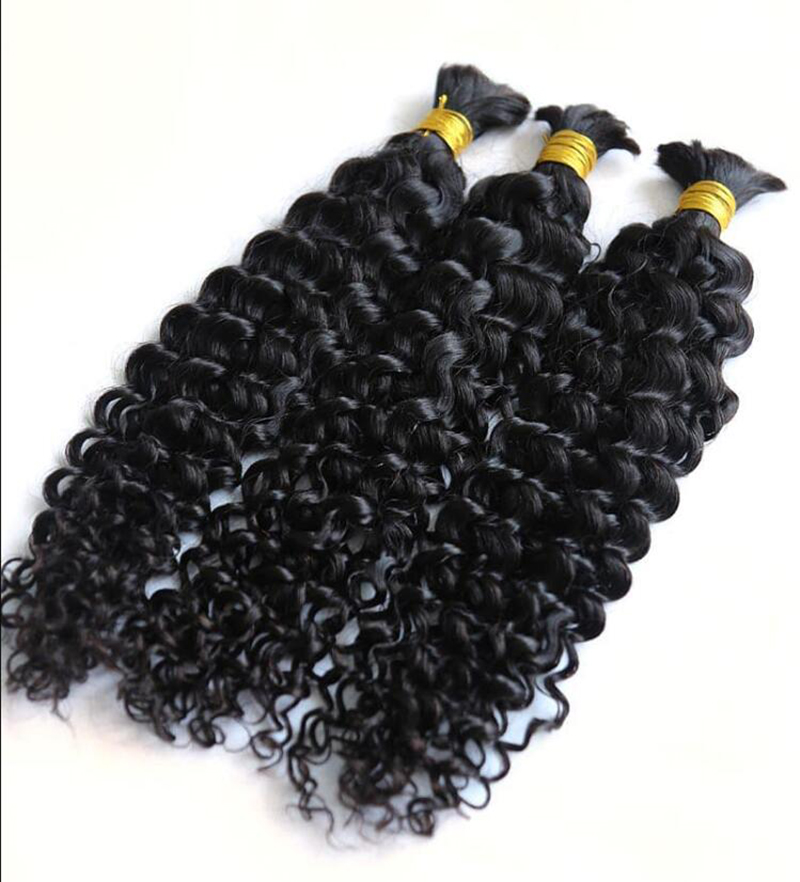 Micro Braiding Hair Human Virgin Hair Bulk Deep Wave No Weft Human Hair Braids Extension for Braiding 3 pieces / lot