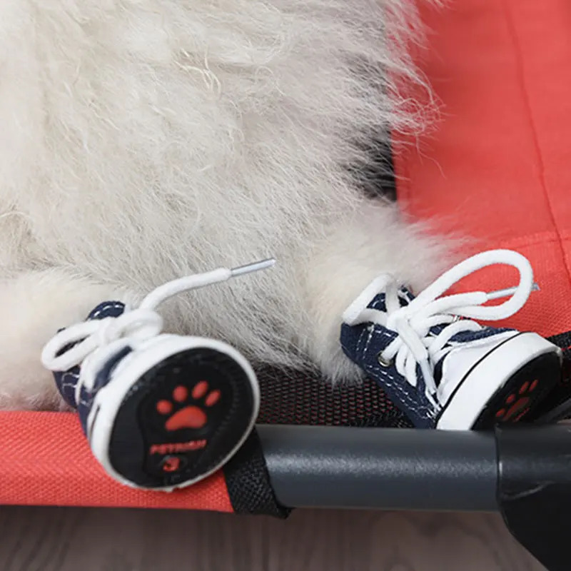 Pet Protective Shoes Dog Shoes Pet Cowboy Canvas Shoe 4 Pcs Casual Pet Dog Anti-slip Waterproof Shoes Sneakers Breathable Booties Zapatos Para Perro 2