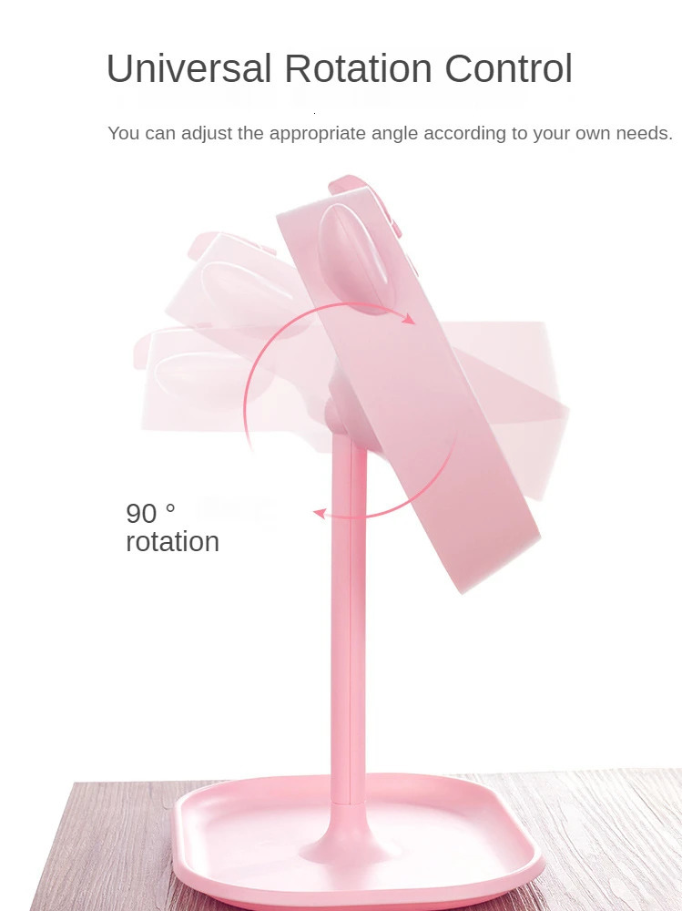 Compact Mirrors Pink Cat Makeup Mirror with Led Mirrors Standing Mirror Touch Screen Vanity Mirror Adjustable Light Desk Cosmetic Mirrors 231102