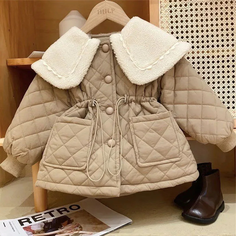Coat Girls wool jacket winter childrens cotton coat thick insulation coat childrens solid park clothing for 28 years 231102