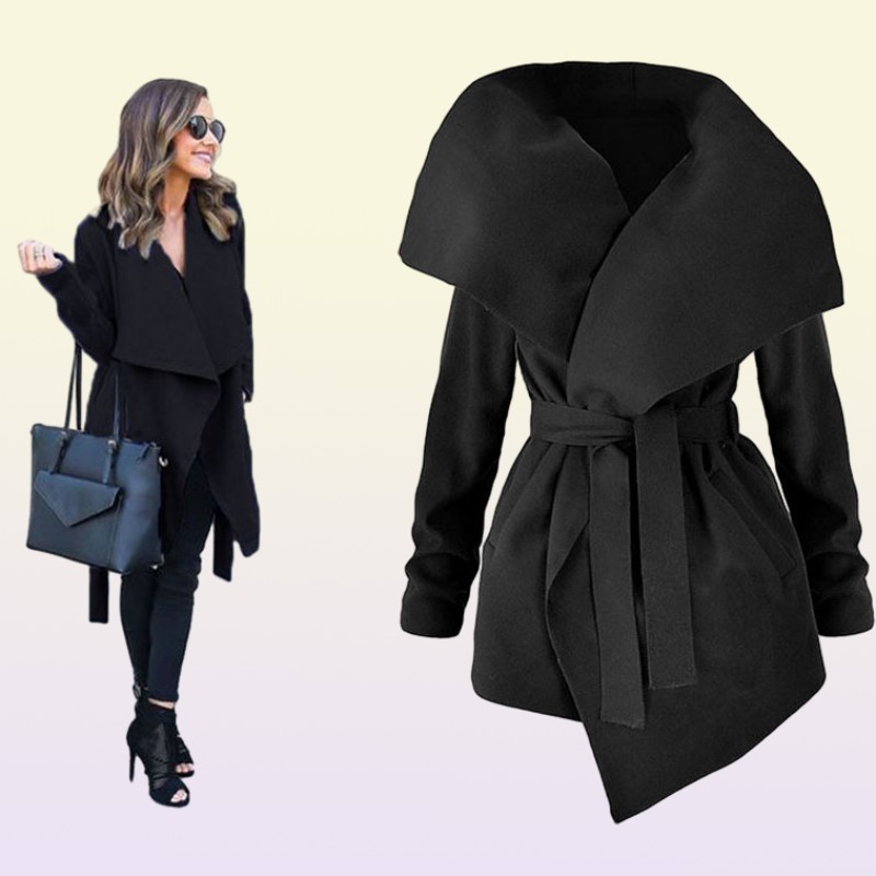 Winter Coat Women Wool Jacket Coats with Waist Belt Camel F0275 Big Collar S7169065