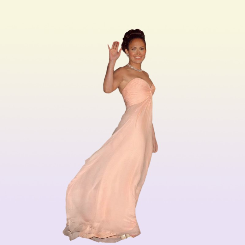 Jennifer Lopez Pink Evening Dress Long Formal Western Celebrity Wear Special Occasion Dress Prom Party Gown