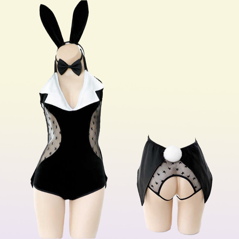 Erotic Sexy Cosplay Lingerie Anime Roleplay Costume for Women Girls Cute Kawaii Bunny Girl Suit Naughty Velvet Stripper Outfit Y097439540