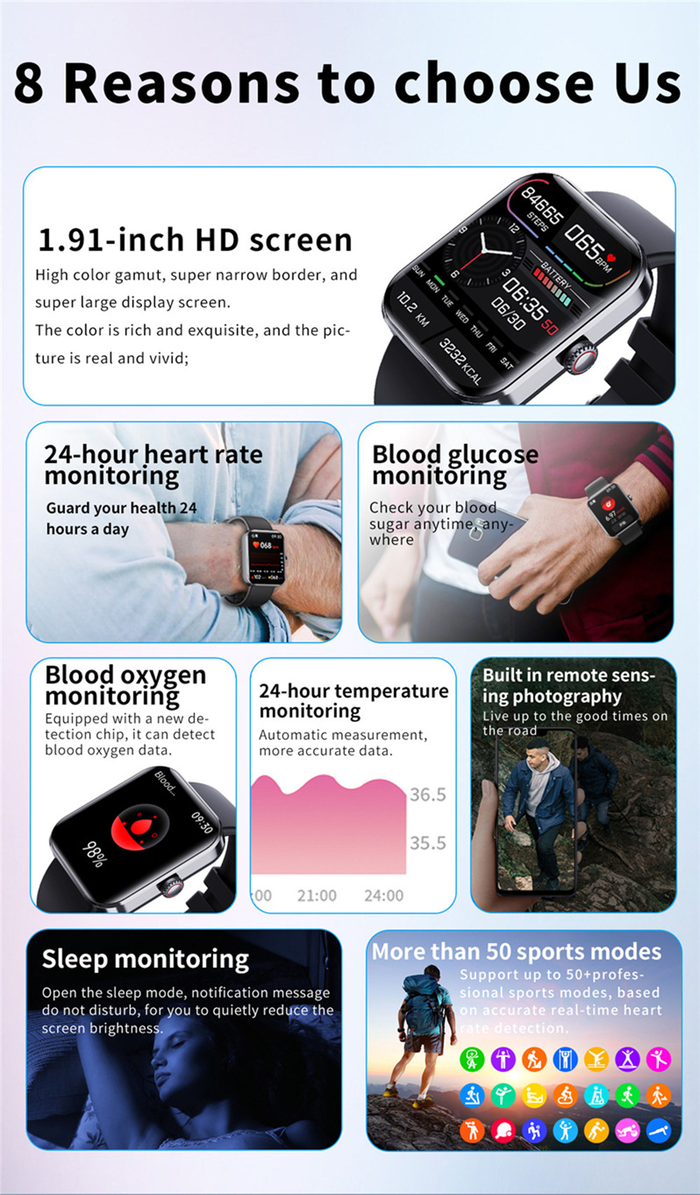 F57L Smart Watch Men Women 24 Hour Heart Rate Sleep Body Temperature Monitoring Bracelet Magnetic Charging With 50+ Sports Modes free shipping