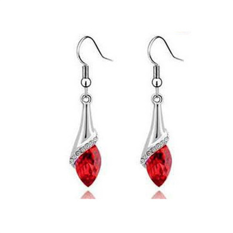Drop Earrings Womens Water Drops Natural Crystal Platinum Earrings Female Classic Sparkling Holiday Gift Jewelry