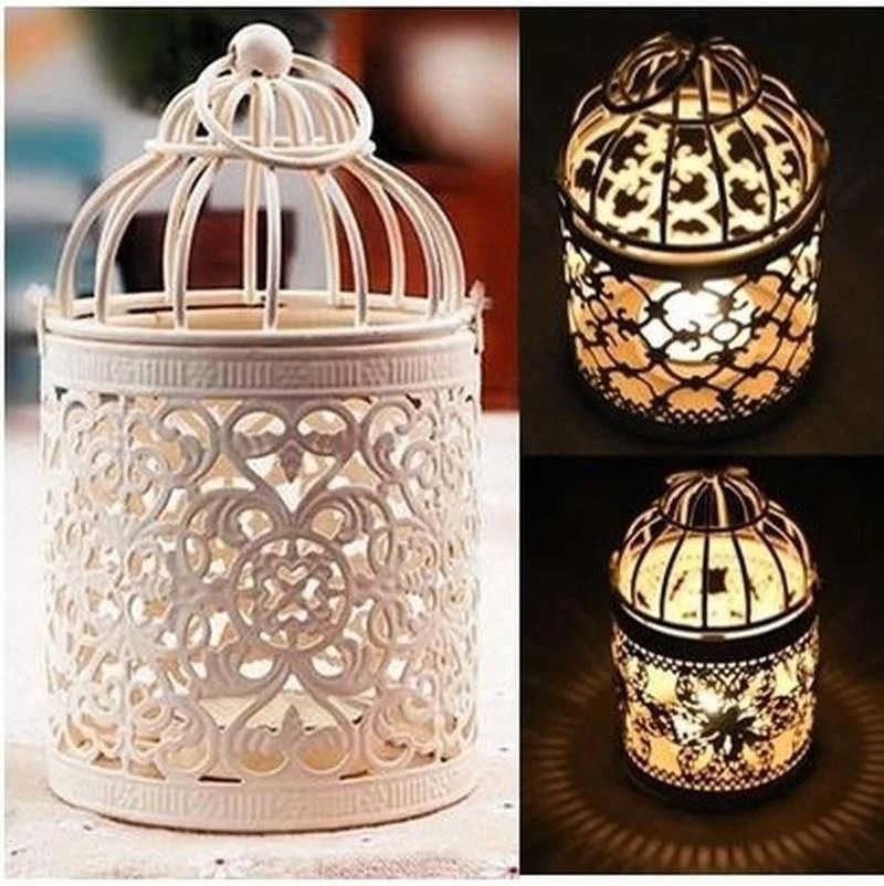Christmas Decorations 1 creative candlestick hollow pendant bird cage candlestick lantern bride decoration retro candlestick home decoration 231101