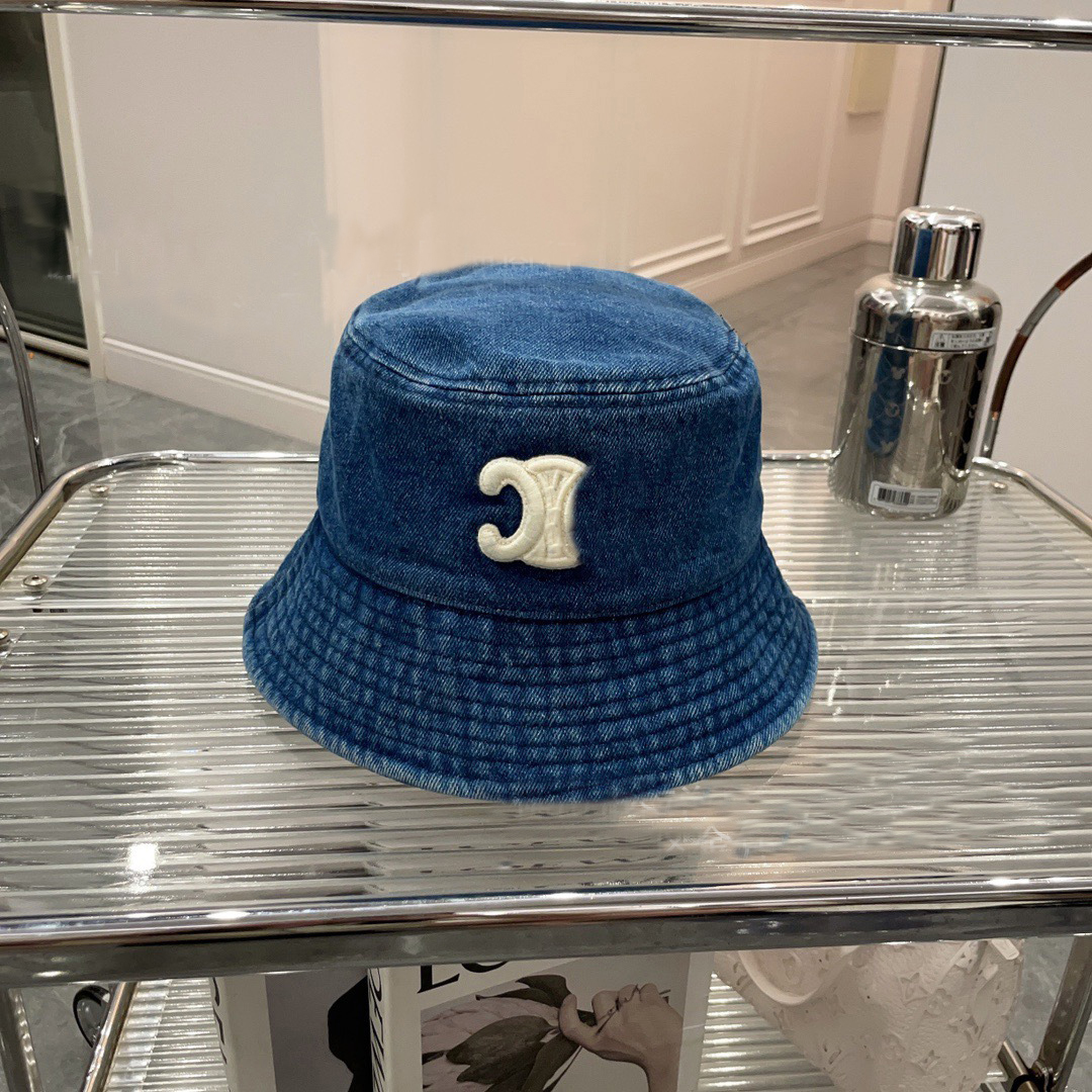 Wide Brim Hats Bucket Cowboy Designer % Cotton Blue Hat Embroidered Knitted Plain Dyed Men and Women With White Cap For Four SeasonsH241227