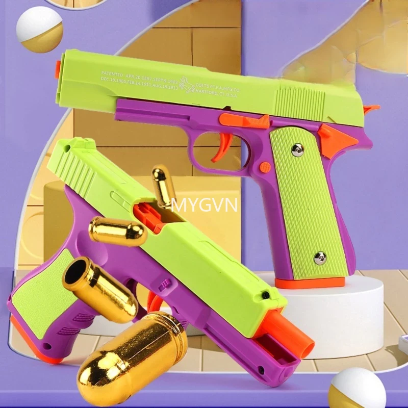 M1911 Toy Gun Shell Ejected Soft Bullet Pistol Manual with Bullets Multi Color Desert Eagle Blaster for Adults Kids Boys Birthday Gift