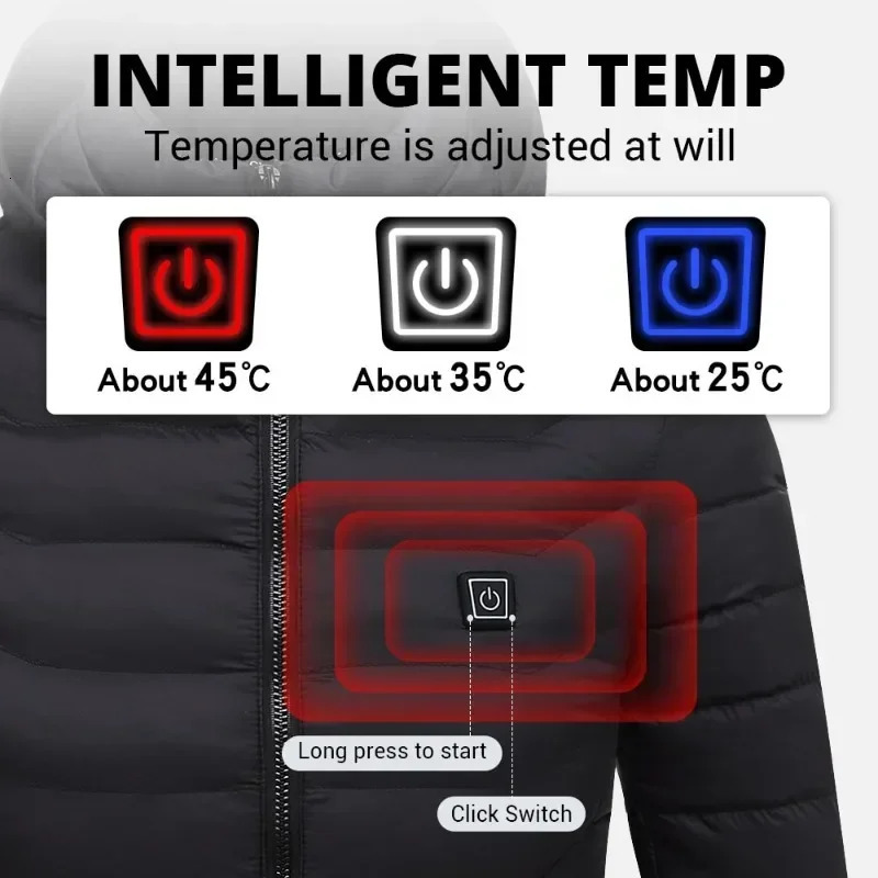 Men's Vests Men Heated Jackets Outdoor Coat USB Electric Battery Long Sleeves Heating Hooded Jackets Warm Winter Thermal Clothing 231102 - view 4
