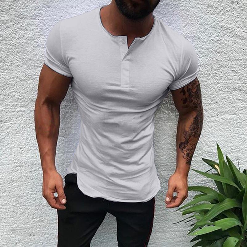 Men's T-Shirts Casual Fashion Men's Slim Fit Short Sleeve T-shirt Men's Fashion Button T-shirt Top T-shirt Summer Fitness T-shirt 23040