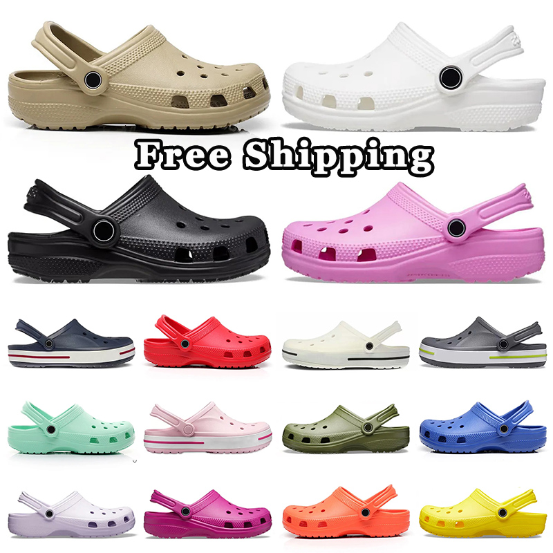 

free shipping shoes croc sandals famous designer women classic clog designer sandal unisex adult men slides slippers black white beach sneakers platform heels, C18 m4-m7