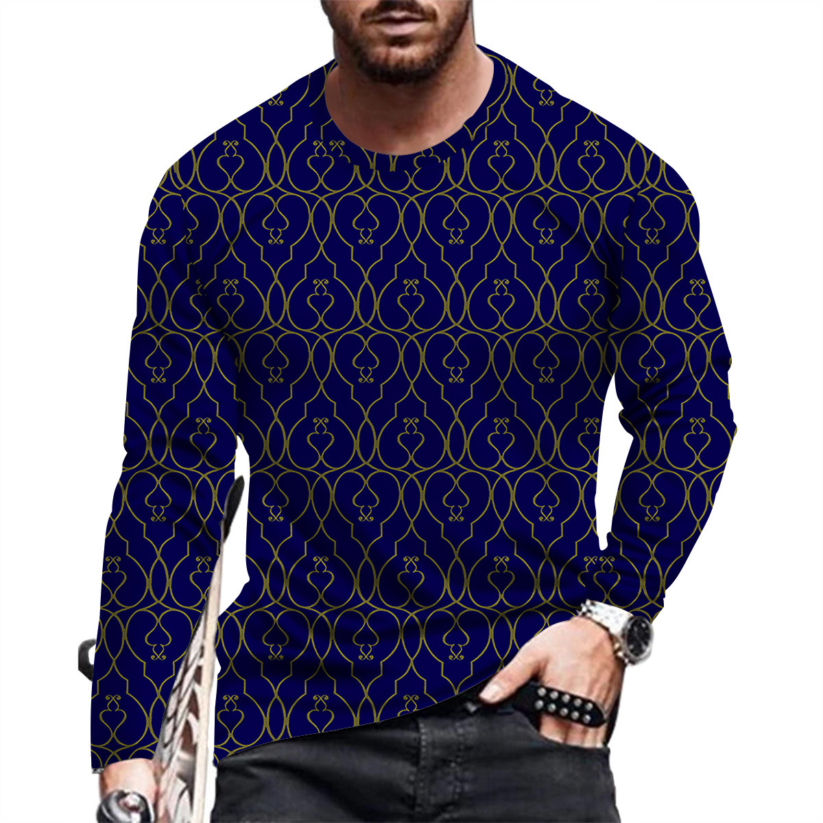Men's T-Shirts Fahsion and Casual Men's Long Sleeve Printed T-Shirt 230403