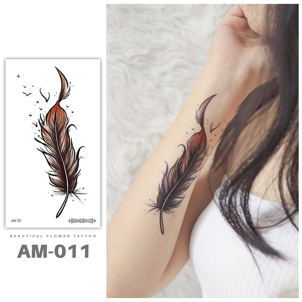 Temporary Tattoos Butterfly Waterproof Temporary Tattoos Small Flower Arm Feather Black Totem Fashion Sexy Women Leg Body Art Stickers Wholesale Z0403