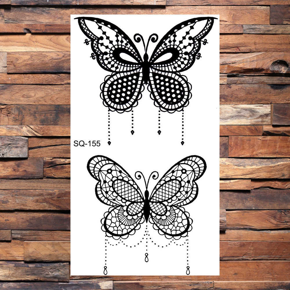Temporary Tattoos Small Butterfly Temporary Tattoos For Women Girls Realistic Skull Feather Flower Water Transfer Tattoos Neck Arm Tatoos Hands Z0403