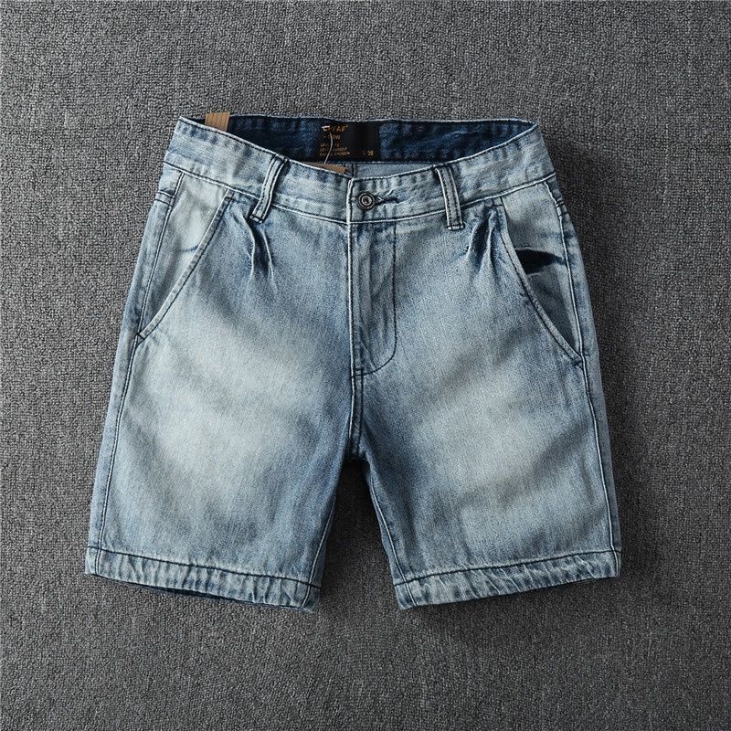 Men's Shorts Men's Fashion Lightweight Street Clothing Denim Fashion Relaxation Shorts Bermuda Shorts Men's Cotton Fiber Jeans Shorts A