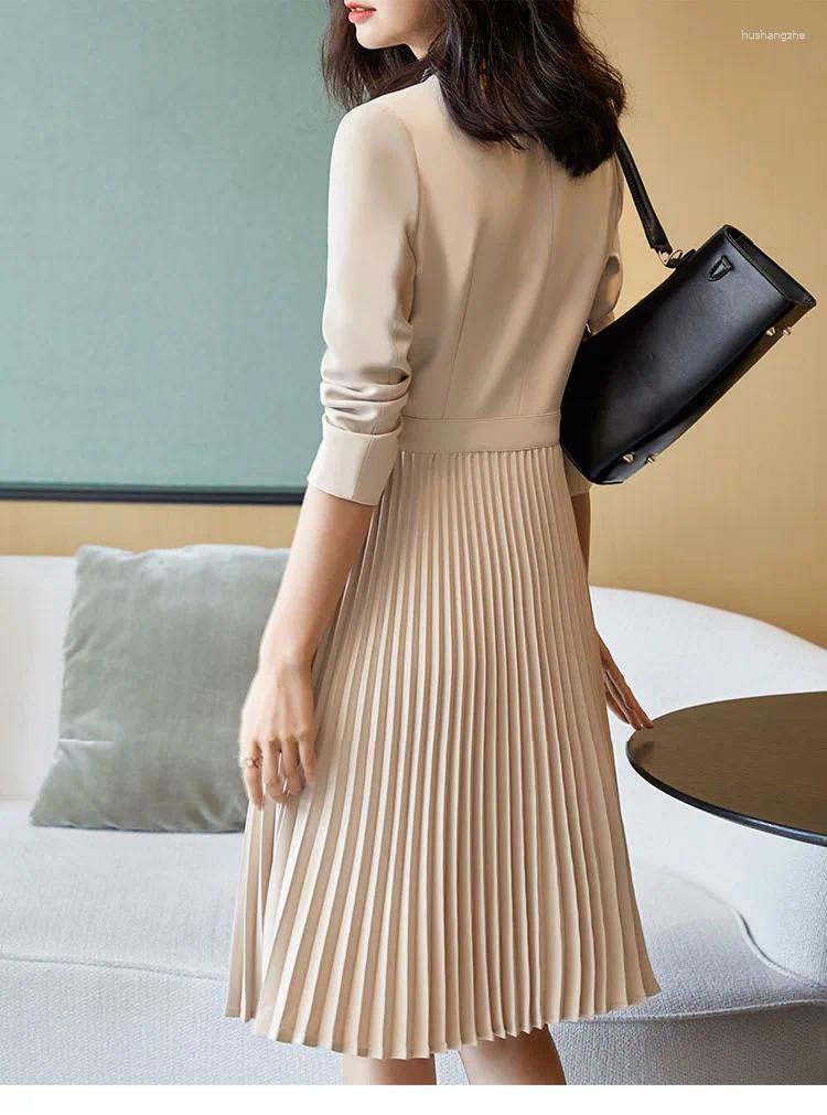 Casual Dresses Women Spring And Autumn Design Sense Office Lady OL Warm Style Suit Dress Irregular Waist Pleated Skirt