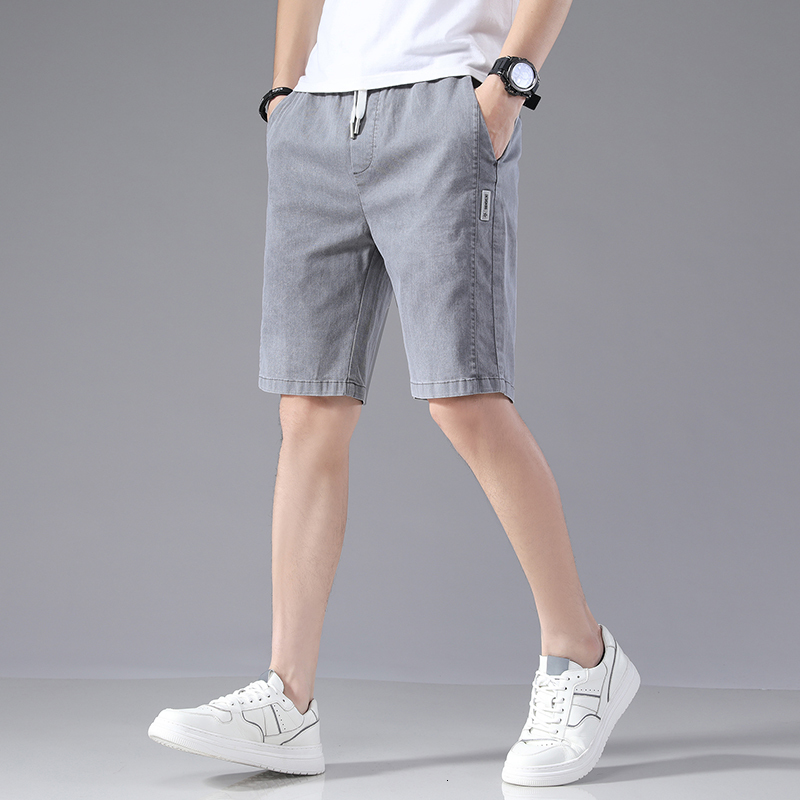 Men's Shorts Brushed casual denim shorts Men's solid breathable cotton gym shorts Khaki summer loose running pants Men's 230403