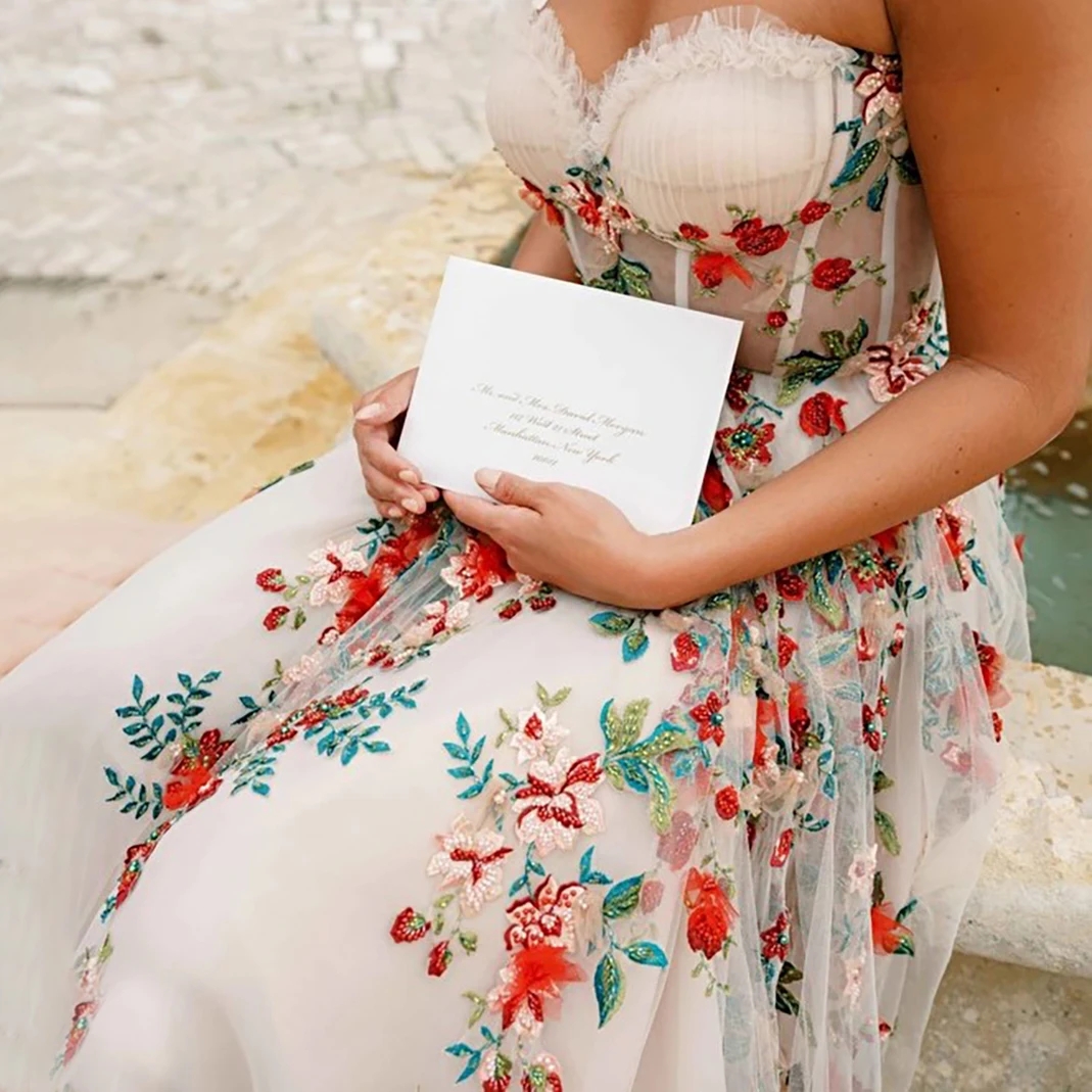 Tulle Champagne Bloom wer Bridal Gowns, Fairy Colorful Puffy Off Shoulders Mesh Wedding Dress