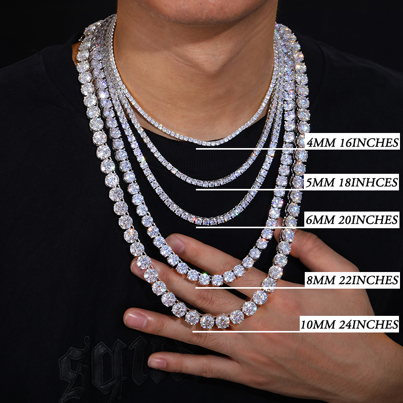necklace moissanite chain Necklace bracelet passes diamond test Hip hop Jewelry Factory Iced Out VVS Diamond 20 Inch Tennis