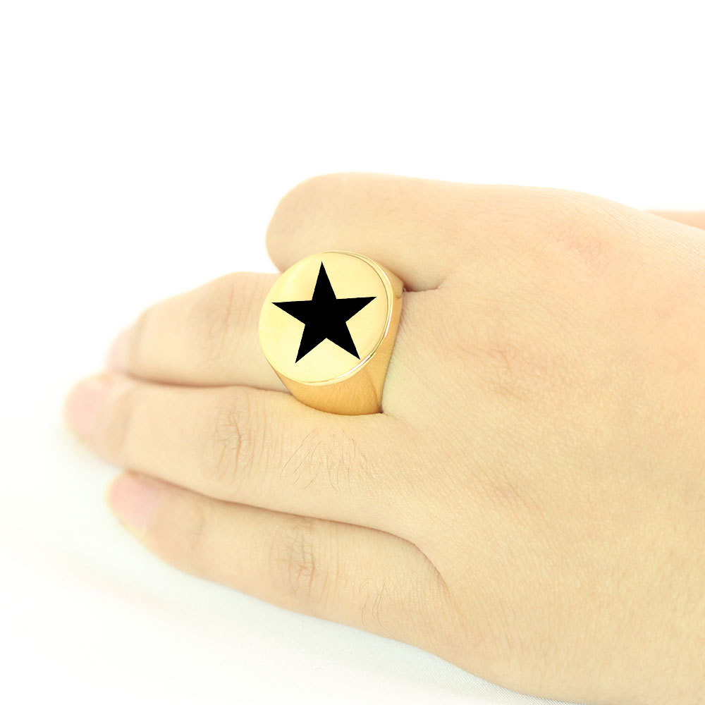 New Titanium Stainless Steel Round Finger Band Ring Pentagram Snake Foot Print Wolf Silver Gold Color Rings for Men Hip Hop Punk Rock Birthday Gift Wh