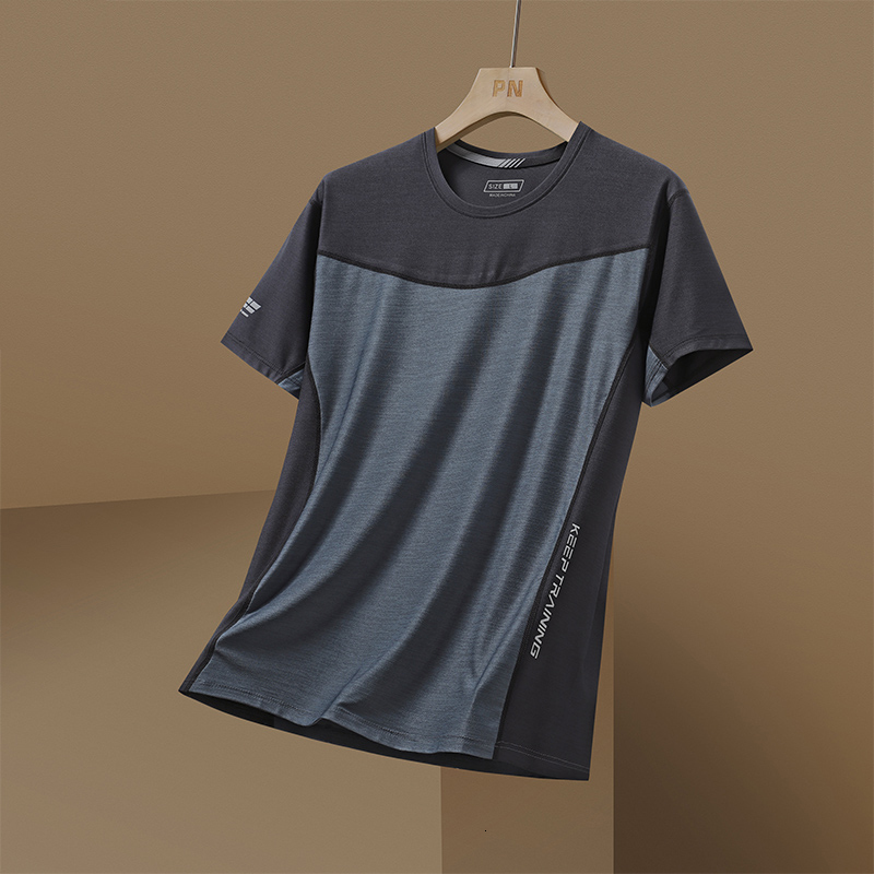 Men's T-Shirts Quick Dry Sports T-shirt Men's Short Sleeve Summer Casual Patch Work Plus Large 3XL T-shirt Top T-shirt 230403