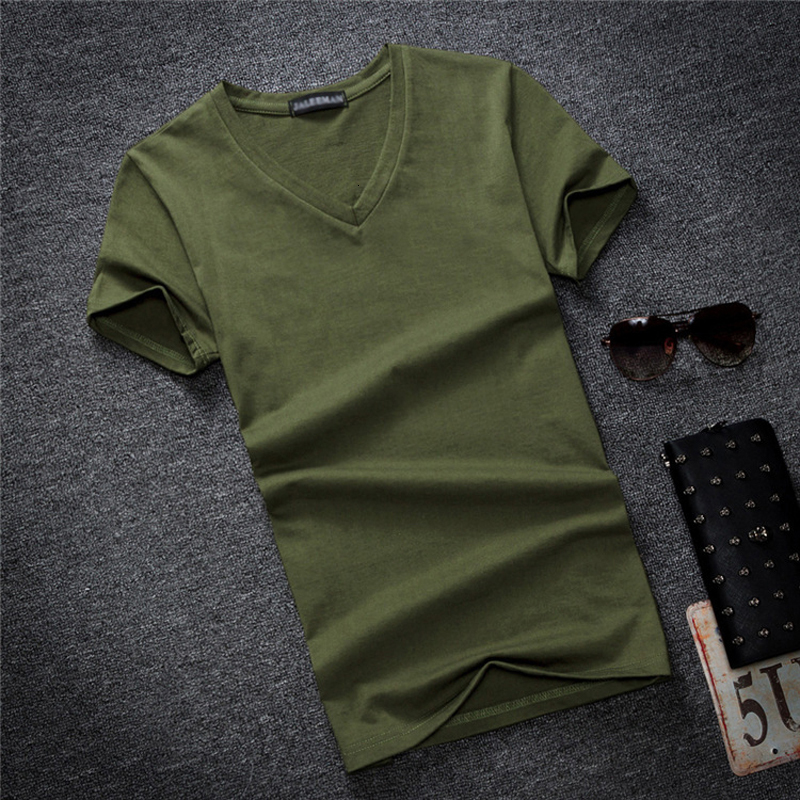 Men's T-Shirts White Black Men's Summer Cotton T-shirt Men's Short Sleeve V-Neck Ultra Thin Summer T-shirt Men's T-Shirt 230403