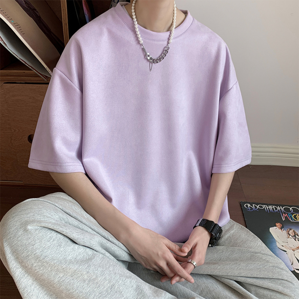 Men's T-Shirts Men's Suede Short Sleeve Vintage Loose T-shirt Women's Casual Oversized T-shirt O-Neck Vintage Harajuku Top T-shirt 2304