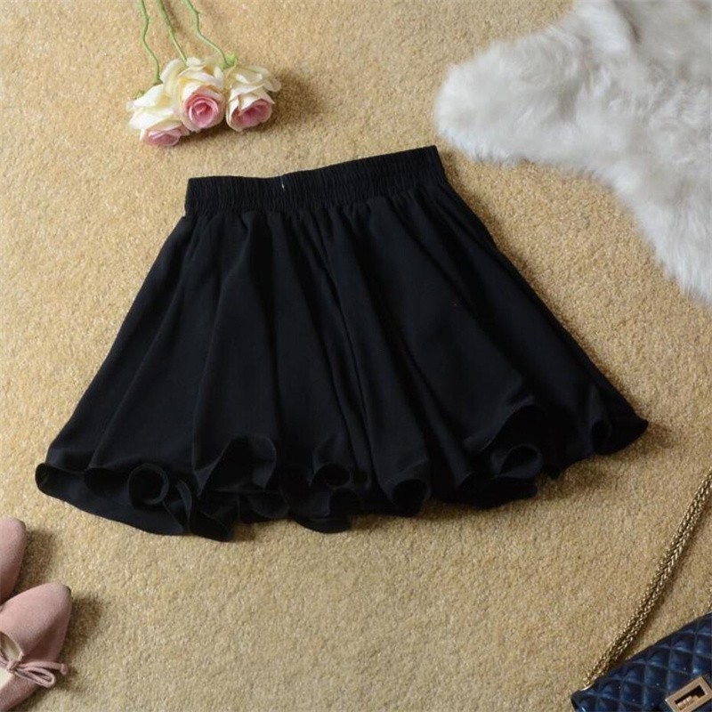 Skirts Elegant Women's High Waist Chiffon Skiing Summer Sweet Women's Pleated Mini Skiing Leisure Women's Sprint 230403