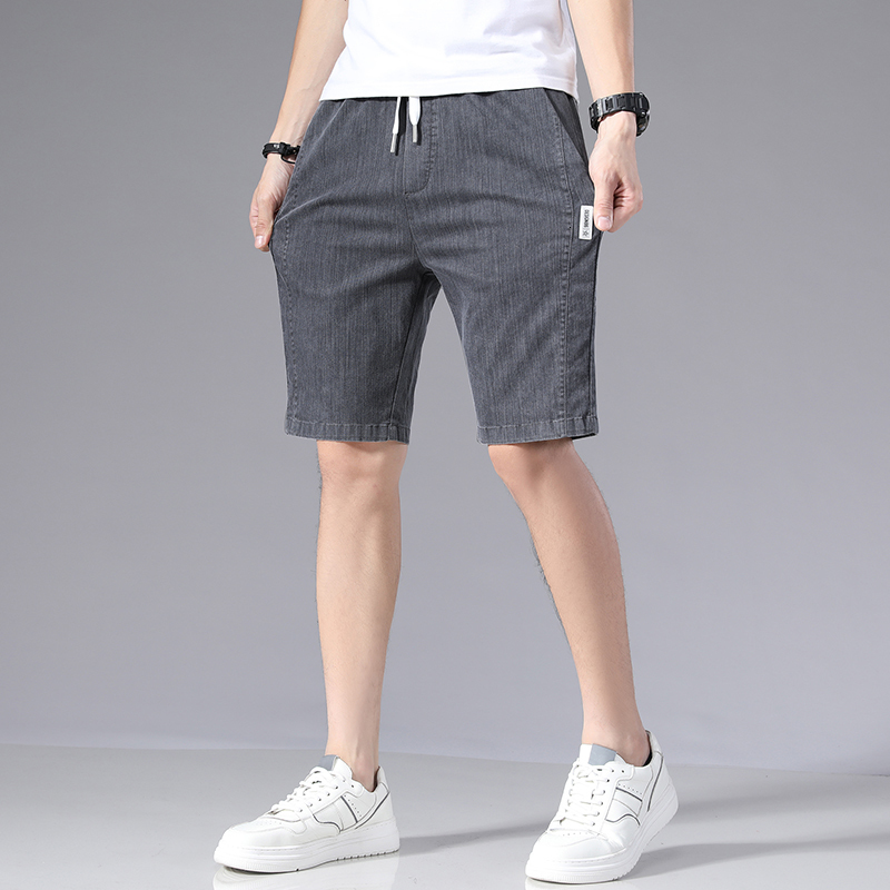 Men's Shorts Brushed casual denim shorts Men's solid breathable cotton gym shorts Khaki summer loose running pants Men's 230403