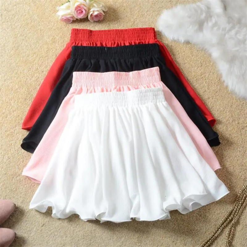 Skirts Elegant Women's High Waist Chiffon Skiing Summer Sweet Women's Pleated Mini Skiing Leisure Women's Sprint 230403