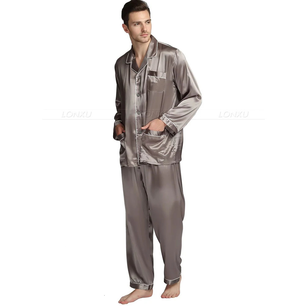 Men's Sleepwear Mens Silk Satin Pajamas Pyjamas Set Loungewear US S M L XL XXL XXXL 4XL__Fits All Seasons 231102Z