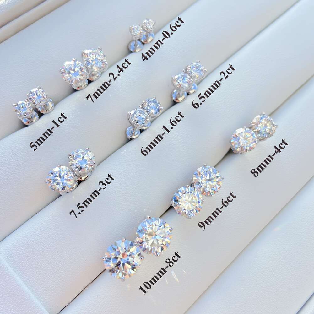 Large Size 4 Claws Ear 3mm-10mm Moissanite Sterg Unisex Lab Dia Stud for Women Men Gift Sier and Rose Gold Earrings