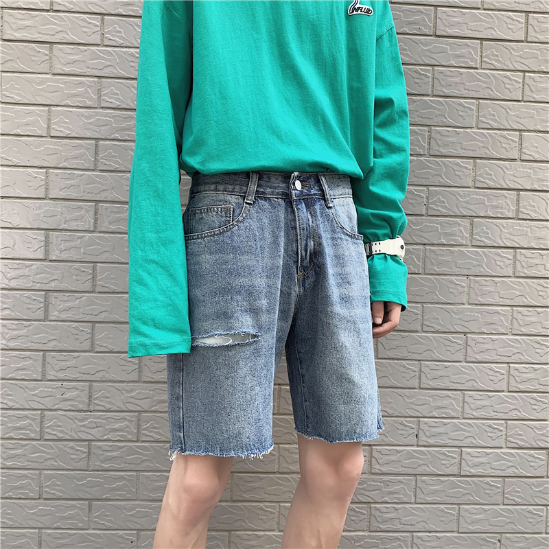 Men's Shorts Summer Denim Shorts Men's Harajuku Fashion Bag Vintage Knee Pants Men's Street Hip Hop Straight Casual Jeans 230403