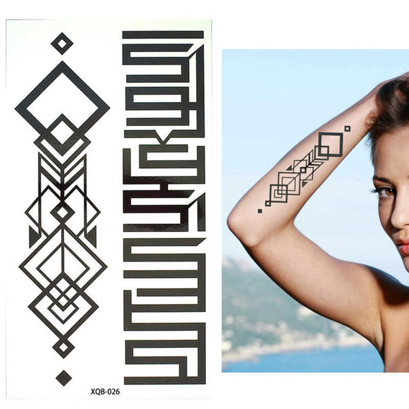 Temporary Tattoos 1 Pieces Compass Arrows Hot Black White Large Flower Henna Temporary Tattoo Black Mehndi Style Waterproof Tattoo Sticker Z0403