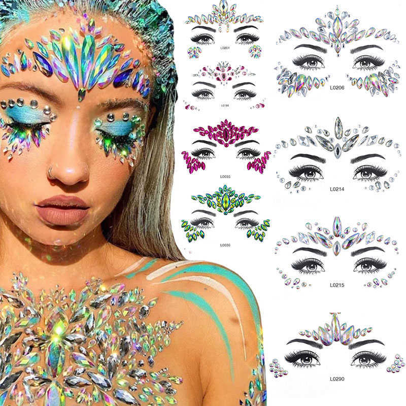 Temporary Tattoos 3D Crystal Tattoo Sticker Drill Stickers Eyes Sticker Party Face Stickers Face Decoration Diamond Masquerade Temporary Tattoo Z0403